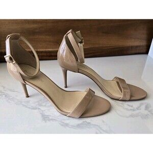 Enzo Angiolini Sandria Stiletto Sandals Biege Size 8.5M Open Toe Ankle Strap